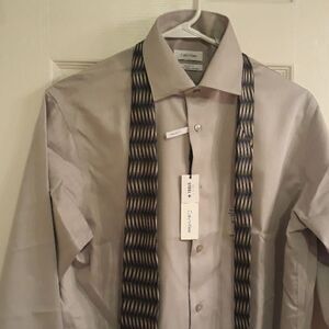 Calvin Klein Size 15 Collar Gray Button Down Shirt New 34/35
